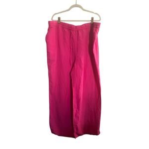 NWT H&M Linen Blend Wide Leg Pants XXL Pink Womens Pull On Comfy Pockets #6321